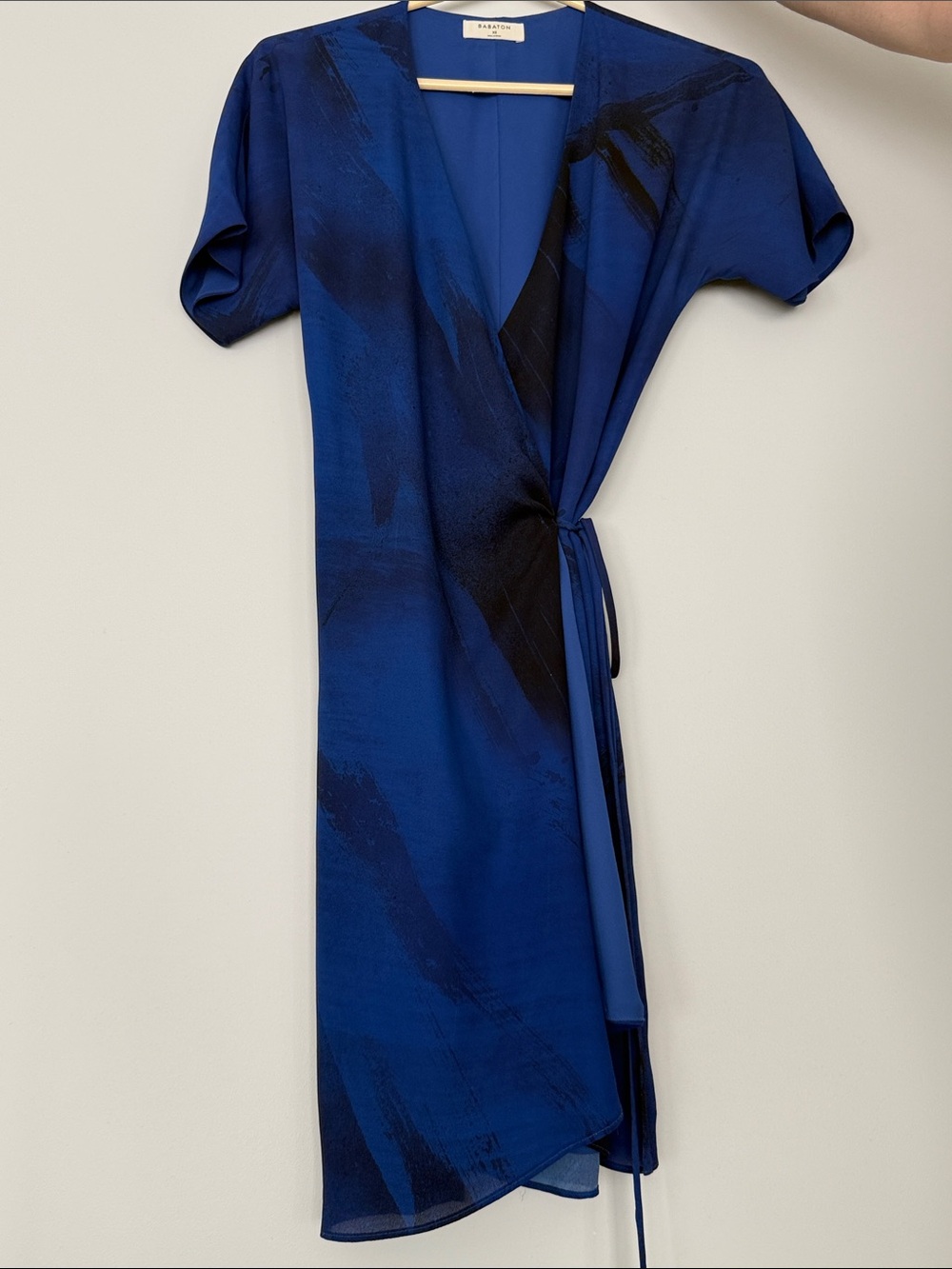 Babaton Blue and black Wrap Midi Dress